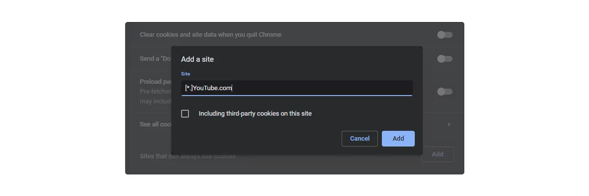 Add exception for YouTube